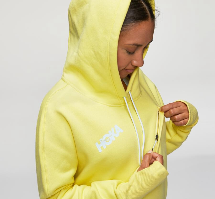 Hoka One One Kapşonlu Sweatshirt Kadın Sarı - Performance - AN5704813